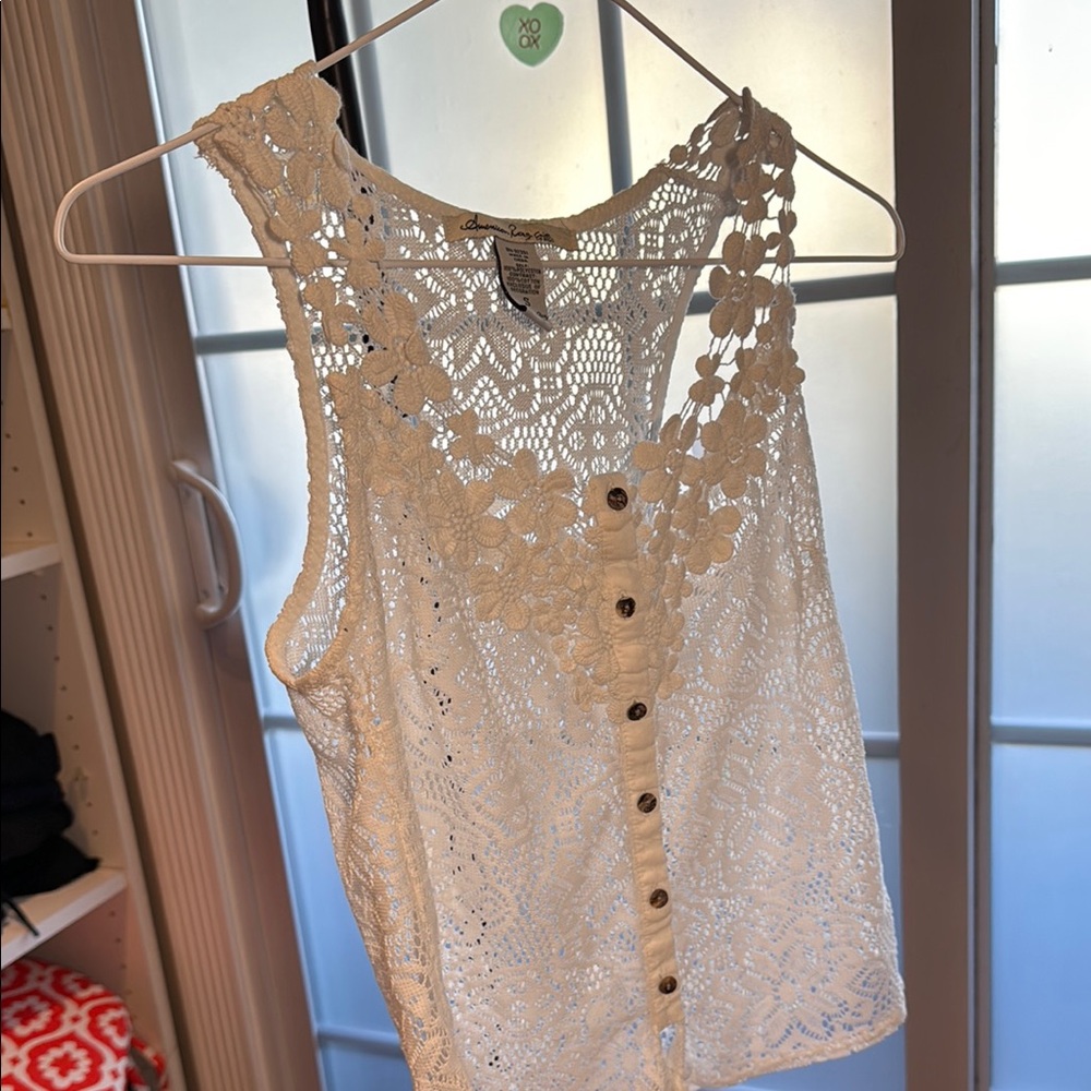 American Rag White Buttoned Tank Top